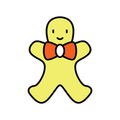 gingerbread man color line icon with white background vector stock illustration