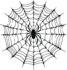 Obraz premium Monochrome Cosmonaut Spider Web Icon Vector Illustration Design Silhouette Style