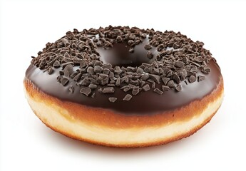 A dark chocolate doughnut on isolated background