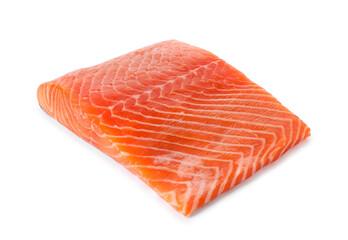 Piece of fresh salmon isolated on white