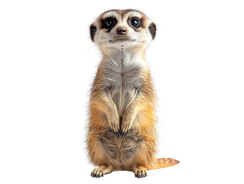 A charming meerkat stands upright, showcasing its curious nature and expressive eyes, perfect for wildlife and animal themes.