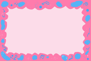 Pink Splashy Frame with Blue Splotches