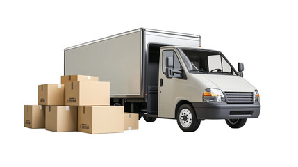 Delivery truck with boxes.