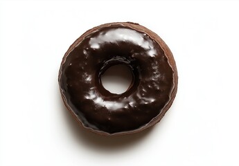 A dark chocolate doughnut on isolated background