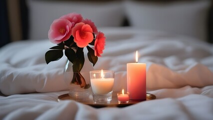 Obraz premium Camellia on the bed
