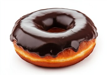 A dark chocolate doughnut on isolated background