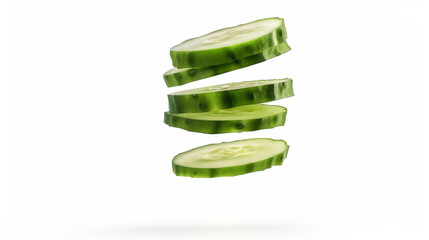 cucumber slices on white background