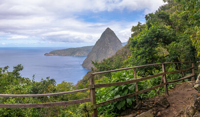 A view of Petit Piton from the hiking trail to the summit of Gros Piton in St Lucia