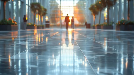 A highly realistic image of a person engaged in Sales Representative – Meeting clients in a business center The scene is well-lit, with natural light highlighting the details. The background 