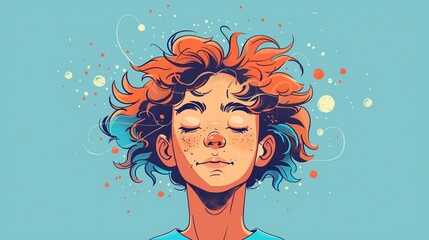 ADHD Illustration, Neurodivergent thoughts and frustration