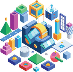 Obraz premium 3D and Isometric Designs vector art