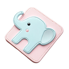 Obraz premium Cute elephant design on a pastel-colored mat, white isolate background.