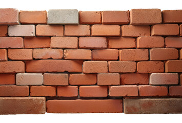 Obraz premium A textured wall made of red and gray bricks, showcasing a mix of colors and patterns in a classic masonry style.