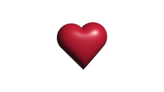 3d red Heart beating animation with white background