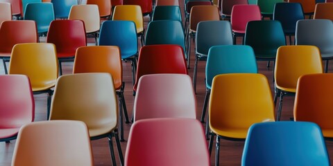 Colorful Chairs in a Modern Classroom Setting