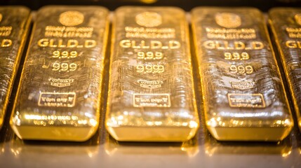 Gold Bullion Vault: Rows of gold bars&mdash;their weight palpable. The vault&mdash;an economic fortress against chaos. 