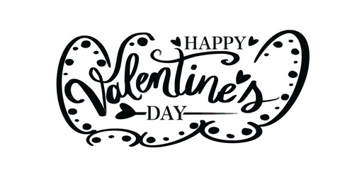 vector text happy valentine's day with hearts graphics 
