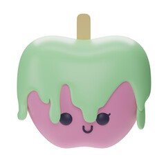 3d Cute Kawaii Apple with poison Dripping Icing Smile