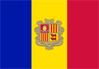 Andorra official flag vector with standard size and proportion. National flag emblem with accurate size and colors.