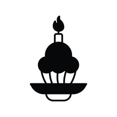 easter cake glyph icon with white background vector stock illustration