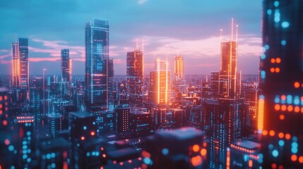 A futuristic city where blockchain technology is integrated into the infrastructure, powering everything from energy grids to financial systems, ensuring efficiency and security in all operations.