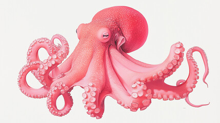 Naklejka premium Pink Octopus - Detailed Illustration of a Cephalopod