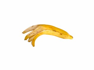 Withered banana banana peel isolated on white background. Erectile Dysfunction. Sex concept. Food waste concept