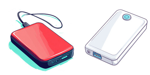Fototapeta premium Portable Charger cartoon vector illustration clipart white background
