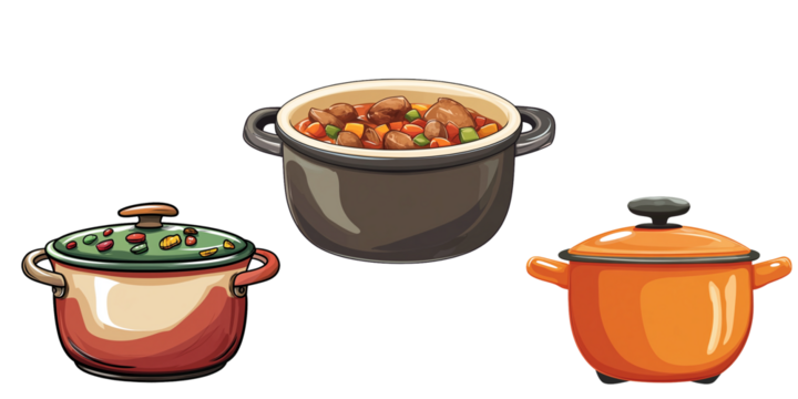 Slow Cooker cartoon vector illustration clipart white background - Powered by Adobe