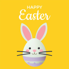 Happy Easter greeting card with cute bunny egg