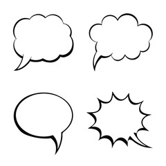 Line Art Comic Speech Bubbles with Halftone Shadows.