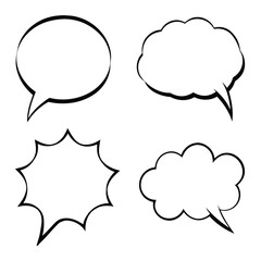 Line Art Comic Speech Bubbles with Halftone Shadows.