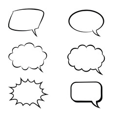 Line Art Comic Speech Bubbles with Halftone Shadows.