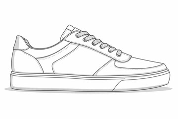 A detailed outline of a stylish sneaker design showcasing its clean lines and modern aesthetic