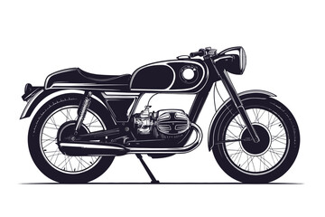 Fototapeta premium A classic black motorcycle parked on the street against a simple background during the day