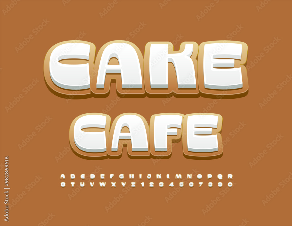 Poster vector modern advertisement cake cafe. gingerbread style font. modern stylish alphabet letters and n