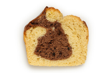 slice of homemade cake with chocolate isolated