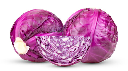 Obraz premium Purple Cabbage vegetable isolated on white background