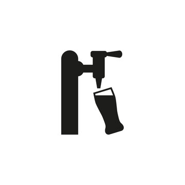 black beer tap pouring into glass clip art preview