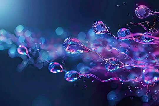 Biological process of spermatogenesis, sperm formation in male reproductive system -