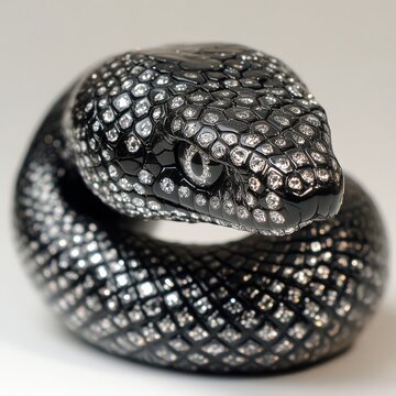 Snake black head with rhinestones and diamonds