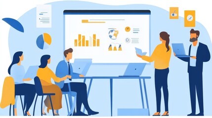Naklejka premium A social entrepreneur presenting a sustainable business model to a group of investors