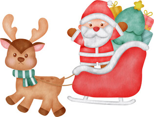 Cute Christmas Illustration: Santa Claus Smiles Cheerfully, Ready for the Winter Season