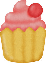 christmas cupcake in watercolor style.