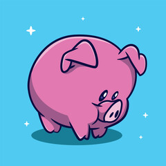 illustration of a cute chibi pig icon character with several vector poses
