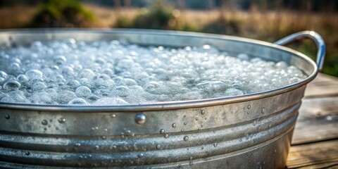 Close up of steel submerged in a galvanizing bath, showing detailed zinc coating and bubbling
