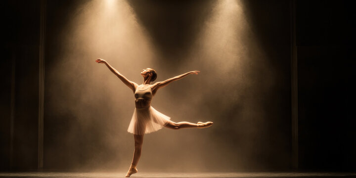 A dancer performing on a dark stage, their movements slow and sorrowful, expressing the sadness of the human experience through dance
