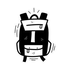 Hand Drawn Backpack Illustration. Doodle Vector. Isolated on White Background - EPS 10 Vector