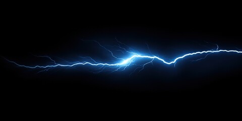 Electric Blue Lightning Bolt on Black Background
