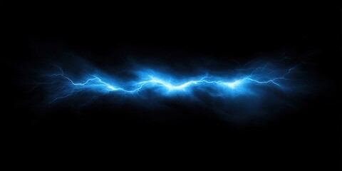 Fototapeta premium Electric Blue Lightning Against Black Background